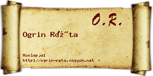 Ogrin Réta névjegykártya